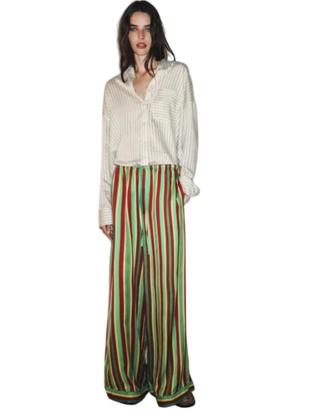 Zara ZW Collection Striped Pajama Pants in a multicolor stripe in Sz XS